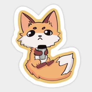 Floating Foxy Coffee Sticker